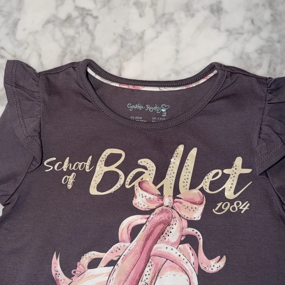 Cynthia Rowley Girls Ballet Graphic Top and Leggings Set 4Y